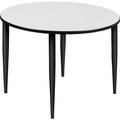 Regency Seating Regency Kahlo 48" Round Multipurpose Breakroom Tapered Leg Table, White/ Black TPL48RNDWHBK